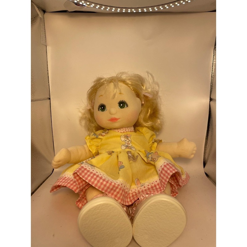 MATTEL VINTAGE 1985 MY CHILD DOLL BABY GIRL GREEN EYES BLONDE HAIR PLUSH TOY